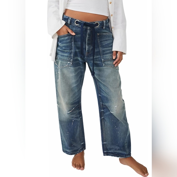 We The Free People Moxie Barrel Jeans Sz 32 - Picture 2 of 16